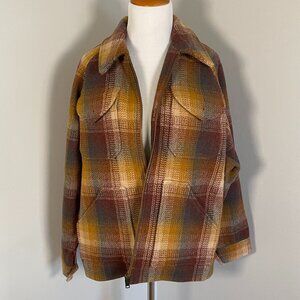 NWT FRYE Women’s Orange & Green Plaid Wool Jacket